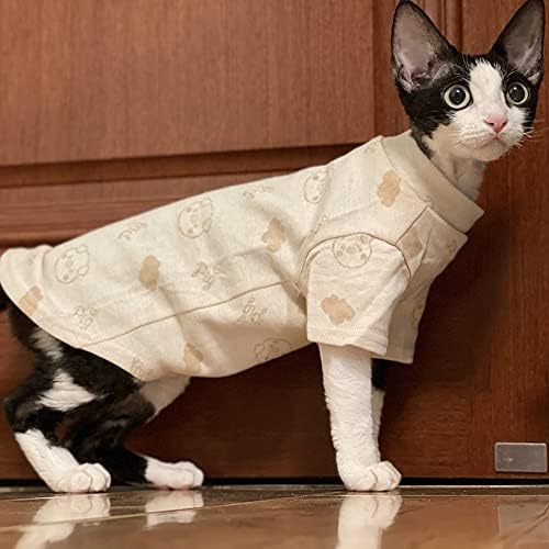 WCDJOMOP Sphynx odjeća za mačke prozračne ljetne pamučne majice sa životinjskim printom mačka Odjeća prsluk