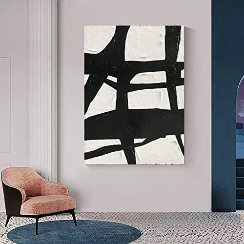NANKAI ručno oslikana savremena minimalistička uljana slika, apstraktna umjetnost crno-bijelog zida 40x28