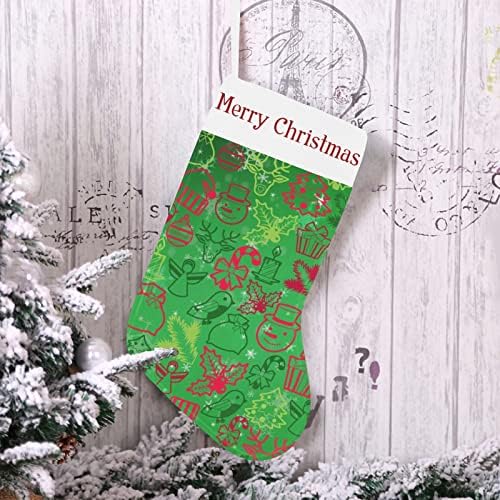 Božićne čarape sa božićnim drvcem Snjegovičarka Bird Zeleni uzorak 18 inča Veliki božićni dekor