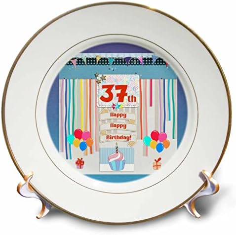 3Droza Slika 37. rođendana, cupcake, svijeća, balona, ​​poklona, ​​streameri - ploče
