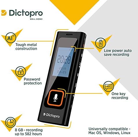Dictopro Tiny Digital Voice Activated Recorder-HQ Snimanje Iz Daleka, snimanje predavanja & amp; sastanci,
