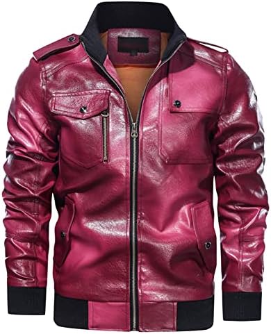 Maiyifu-GJ Men Vintage Umjetna kožna jakna PU zip Up Stand ovratnik Bomber Coat Retro lagani Slim Fit jakne