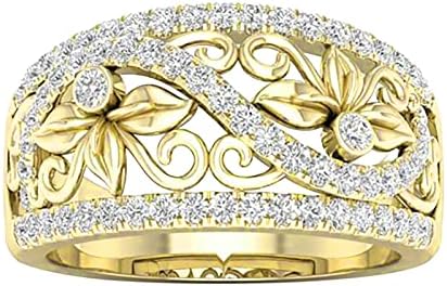 Prstenje za vjenčanje i angažman dame Hollow prsten poklon cvijet Dijamantni praznik elektroplata vintage listova