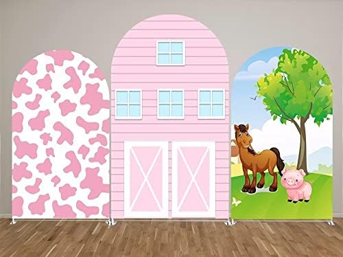 Domaće životinje luk pozadina Cover Girl Pink Farm Party Chiara pozadine dekoracije lučni zid