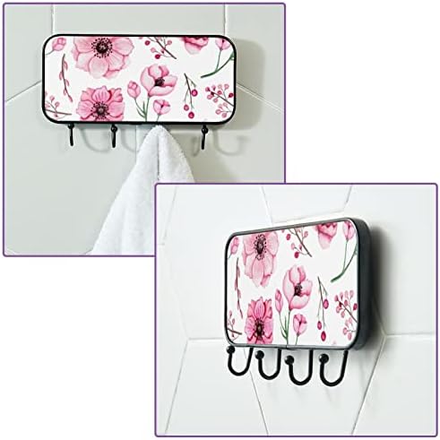 Ljepljive kuke za teške zidne kuke za viseće, akvarel ružičasti uzorak cvijeća, kupatilo kuke