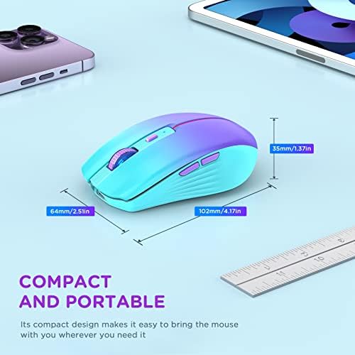 Rapique Bluetooth bežični miš, punjivi višestruki računalni miševi s više uređaja sa USB prijemnikom, ergonomski bežični miš za laptop / macbook / pc / ipad