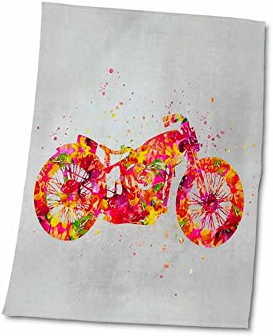 3Droza ilustracija cvjetnog uzorka i motocikle s prskanjem boje - ručnici