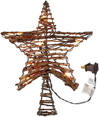 Božićna staza staze, 12 rattan 3D star stakleni stablo, rustikalni rattan natural zvezda izgrađen u 10 sijalica