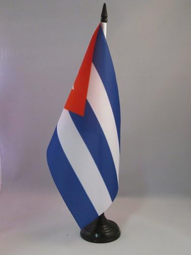 AZ FLAG CUBA zastava za stolu 5 '' x 8 '' - Kubanska zastava u kubanu 21 x 14 cm - crna plastična stick