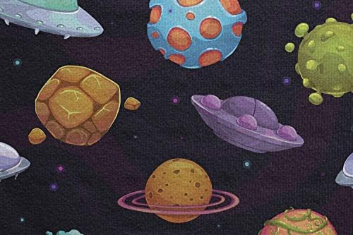 Ambesonne Space Yoga Mat ručnik, NLO i planete Giant Alien Okruženi Elementi naučne fantastike, Neklizajući