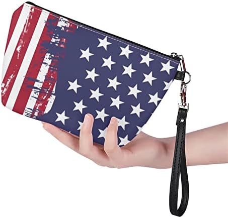 Howilath 4. jula američka zastava Print ženska kozmetička torba sa narukvicom casual Makeup torbica