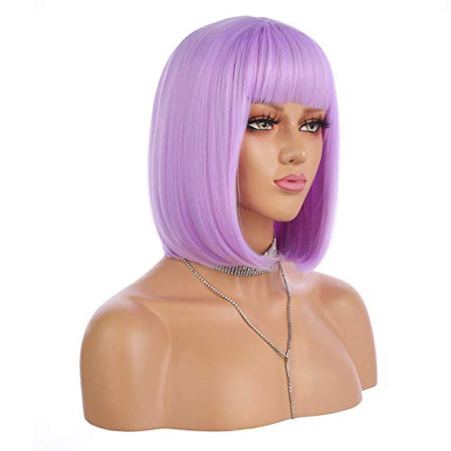 eNilecor Pink Wig & amp;ljubičasta perika，kratke šarene sintetičke kovrčave pastelne perike sa zračnim šiškama