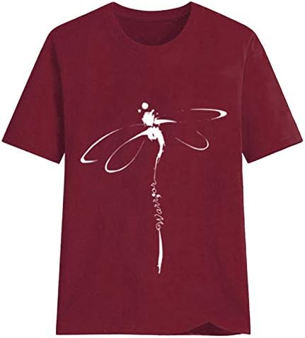 Uikmnh tinejdžerka majica majica majica kratki rukav Crewneck mekani trendy Dragonflies casual clesy ljetna