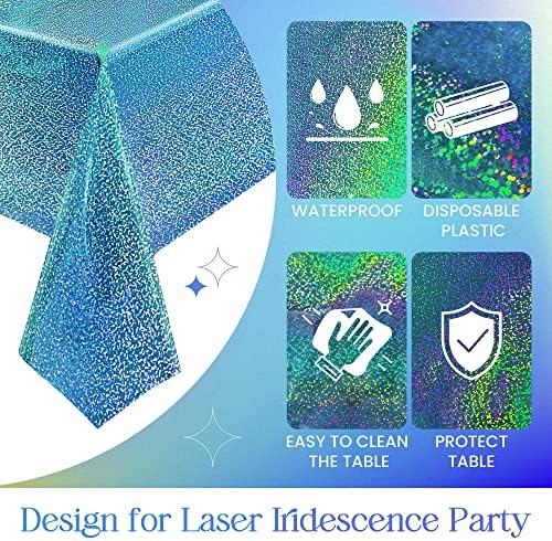 Plavi holografski laserski stolnjak Iridescencija Sjajni tablica pokriva 40 x 108 aqua folicna stolna krpa