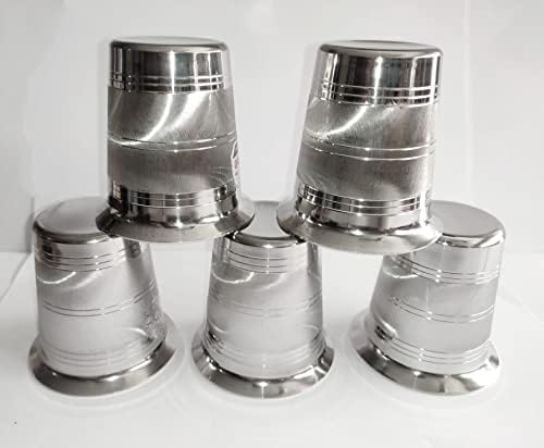 Sharvgun Premium Nerđajući čelik - srebrni dodir/Južnoindijski dizajn - čaj, čaša za kafu/čaša/LOTA-Set od 5-Grand