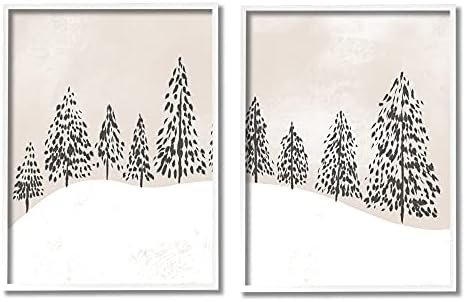 Stupell Industries Winter Drvees apstraktno snježno pejzažno bež bijelo, dizajnirano od strane