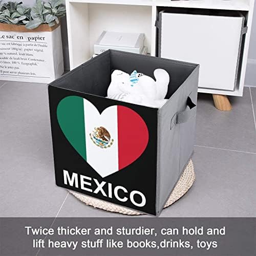 Ljubav Meksiko Sklopive tkanine za skladištenje kutija 11 inča Sklopivi kante za pohranu s ručkama
