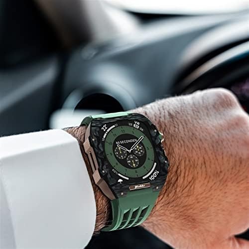 CNHKAU gumeni sat sa futrolom od karbonskih vlakana Kompatibilan sa Apple Watch serija 8 7 44