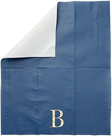 100 pakovanja mornarsko plava monogrammed salveta sa slovom B, zlatna folija Početna za svadbenu