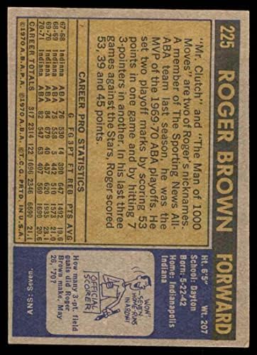 1971 TOPPS 225 Roger Brown Indiana Pacers Vg / Ex Pacers Maryland