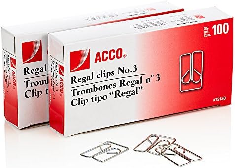 Acco marke Regal kopče / OWL isječci, glatkim završnom obradom, 3 veličine, 100 / kutija, 2-pakovanje