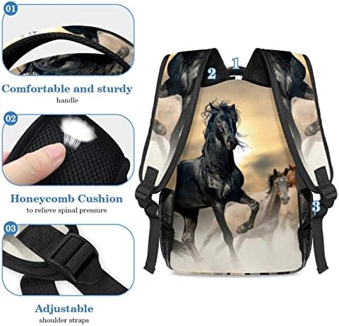 Tbouobt putnički ruksak set lagan laptop casual ruksak za žene muškarci, umjetničko slikanje životinjskog konja