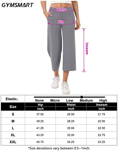 GymsMart široke noge Capri hlače za žene povlačenje na slobodnom salonu joga vježba elastična struka