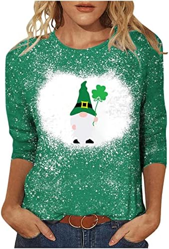 Dnevne košulje u St Patricku za žene zelene gnome 3/4 rukav vrhovi smiješni gnomi Saint Patricks Holiday