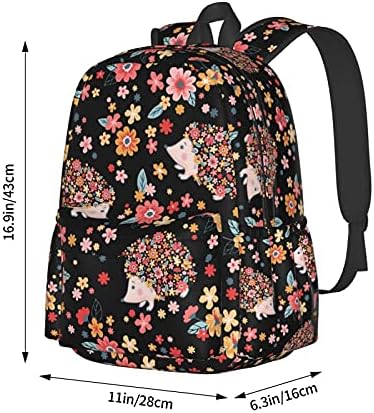 Kiuloam 17 inčni ruksak cvijeća i slatki ježevi laptop ruksak ramena torba na rame školska torba casual paypack