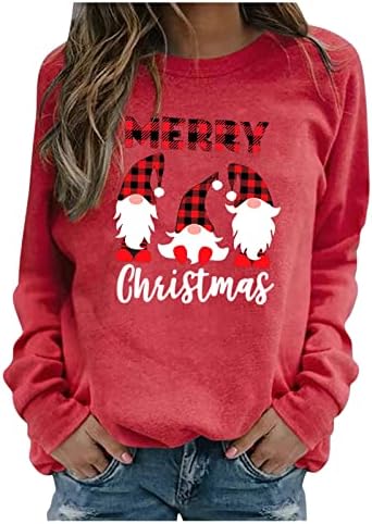 Božićna crewneck duks božićni leopard grafički grafički dugi rukav duks na vrhu pulover bluza