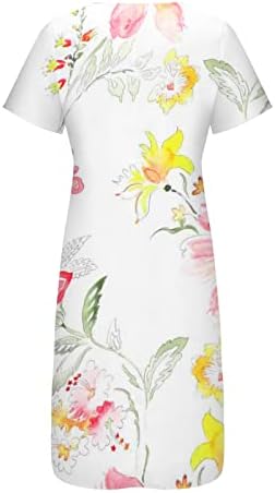 Maxi haljina za žene Casual kratki rukav V izrez sarafan cvjetni Print ljetna opuštena duga haljina sa džepovima