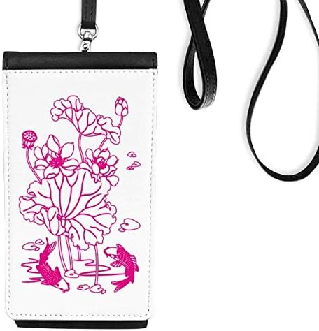 Lotus Lotus Flower Lotus korijenski riblji vodeni telefon novčanik torbica viseći mobilni torbica crnog džepa