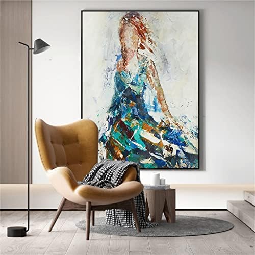 Yfqhdd Umjetnost apstraktna djevojka uljana slika plava i siva slika Poster apstraktna zidna Umjetnost