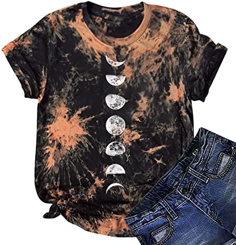 Crewneck majica za ženski kratki rukav Moon grafički poklon Sequin Sparkle Slatke smiješne