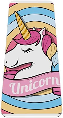 Siebzeh Happy Unicorn Face Premium Thick Yoga Mat Eco Friendly Rubber Health & amp; fitnes non