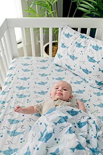 Addison Belle pamučna toddler jastučnica 2 pakovanje - morski pas + prostor - odgovara