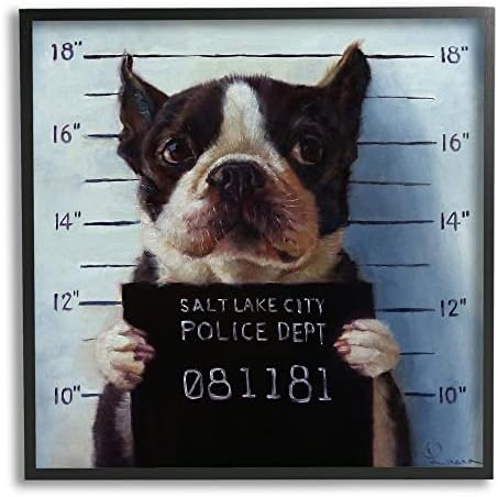 Stupell Industries Funny zatvor za pse Bostonskog terijera osuđena policija, dizajn Lucia Heffernan