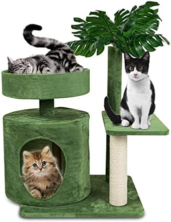 YUYUEPETZONE Cat Tree Cat Tower, Cat Tower sa umjetnom palmom, Cat Condo sa velikim Smuđom