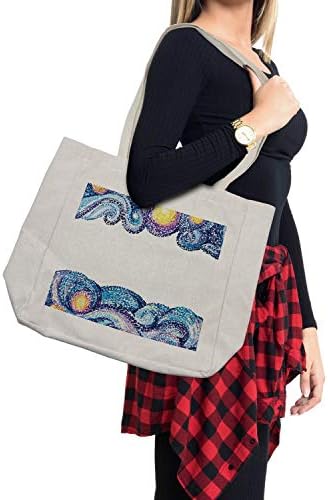 Ambesonne Starry Night torba za kupovinu, dizajn tačaka talasa sa Akvarelnim potezima četkicom Nautička Inspiracija,