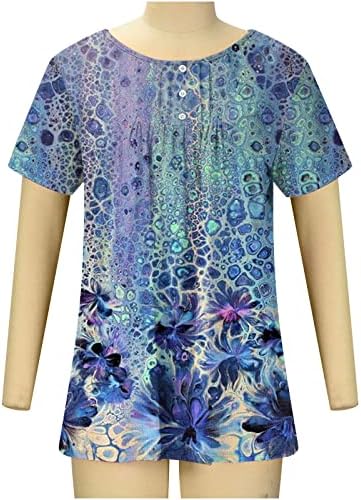 Lisgai Summer Tops Trendy Floral Printed Henley Shirts Bluza Sakrij Stomak Tunika Ljeto Kratki