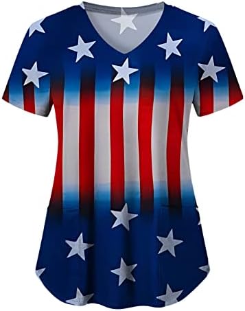 Ženski vrhovi Casual Dressy američka zastava Print Patriotska bluza zvijezde pruge kratki rukav