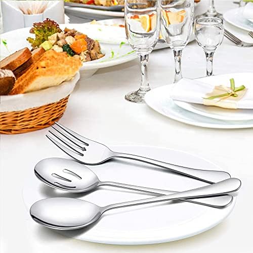 Lianyu set srebrnog posuđa od 25 komada sa priborom za serviranje, pribor za jelo od nerđajućeg čelika servis