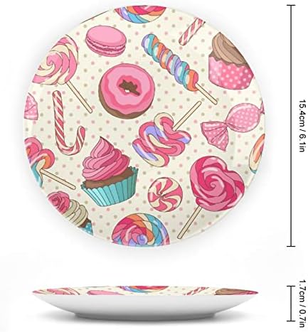 Šarene lizalice slatkiši makaroon Cupcake krofne tiskane kosti Kina Dekorativna ploča Okrugli