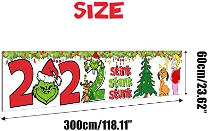 Grinch Božićna dekoracija-2022 Stink Stank Stunk Božićni dvorišni znak, Grinch Božićni banner 2022, Veliki