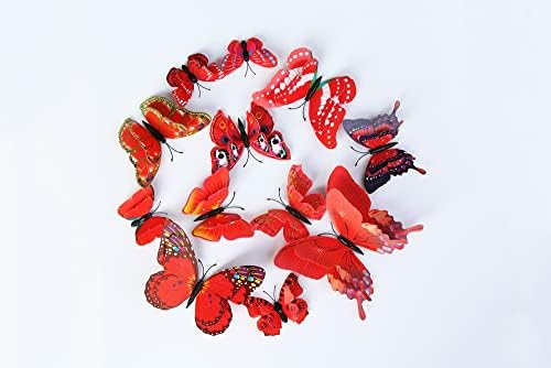 12 kom crveno 3D simpatično 2 sloja leptir zidne crkvene naljepnice za zid prekrasan leptir za dječju sobu