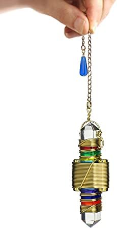Quartz Crystal Pendulum Healing Tool - 2.5 Buddha Maitreya the Christ Etheric Weaver® in gold Filled Wire