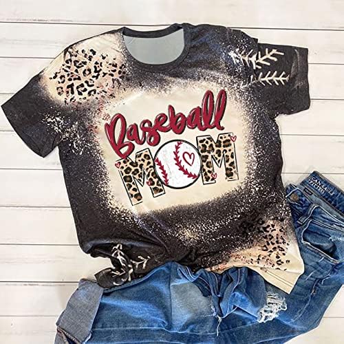 Ženske majice Bejzbol mama Leopard Print Majica Modni složi Grafički vrhovi Ljeto O-izrez Kratki rukav Tee Blosues