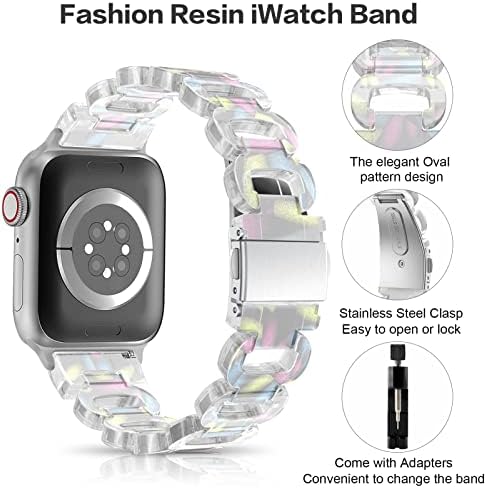 AUXIRACER Resin Watch Band kompatibilan sa Apple Watch Band 38mm 40mm 41mm, tanka remena za smolu sa kopčom