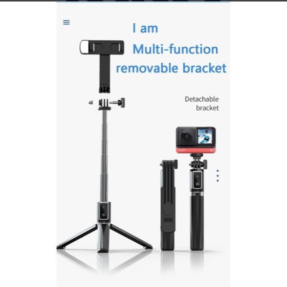 Stativ za selfi štap sa LED svjetlom, proširiv, Bežični daljinski, za univerzalni mobilni telefon i Bluetooth uređaj