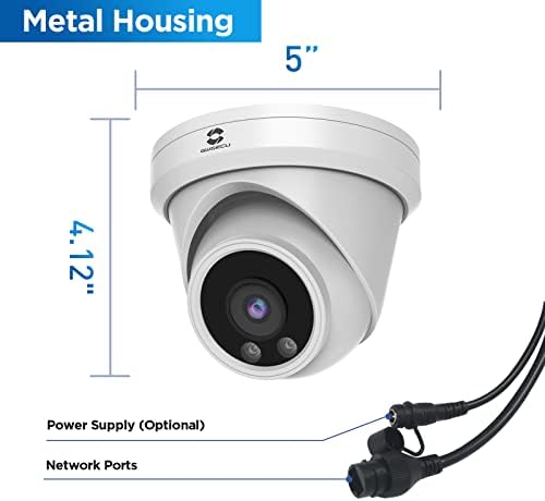 GWSECU 5MP POE kamera, IP sigurnosna kamera za žičana kupola, AI ljudska / pokreta i ugrađeni